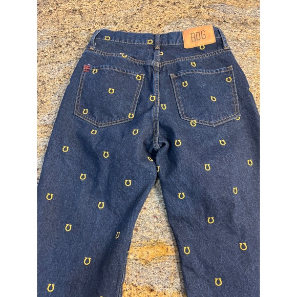 BDG Womens Cowboy Jeans Dark Wash Horseshoe Embroidered Straight Leg 27 - Picture 8 of 9